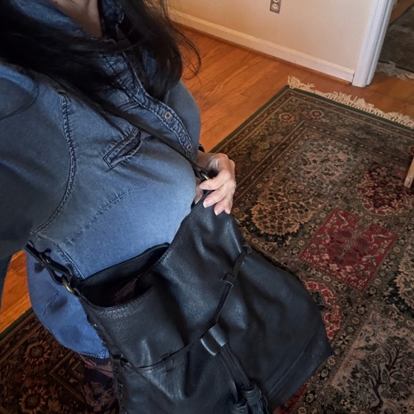 Black Leather Tassel Bag Free People - Picture 9 of 10